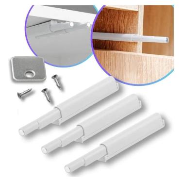 Imagem de Kit 3 Fecho Pulsador Magnético Branco Toque Sobrepor Tip-On