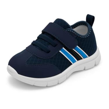 Imagem de Bless Children Tênis infantil – Sapatos descalços largos para meninos e meninas, malha respirável, leve, antiderrapante para caminhada e corrida, Navy1209, 18
