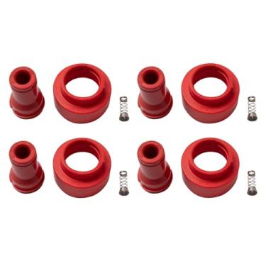 Imagem de TRQ Conjunto de botas de bobina de ignição de desempenho vermelho compatível com 2012-2018 Hyundai Accent 2012-2017 Veloster Kia Rio 2012-2019 Soul