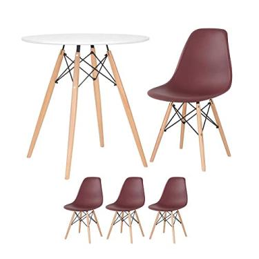 Imagem de [encerrado] Kit - Mesa Eames 70 cm branco + 3 cadeiras Eames Dsw marrom