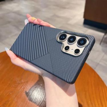 Imagem de Capa magnética para celular Samsung Galaxy S25 S24 S23 Ultra Slim, capa protetora de fibra de carbono, HP preta, para Galaxy S25 Ultra