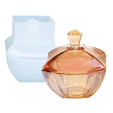 Imagem de 1 conjunto de molde quadrado de resina de silicone com tampas, pote quadrado em forma de copo, moldes de fundição de silicone epóxi para joias, pingente de colar, suporte de armazenamento de