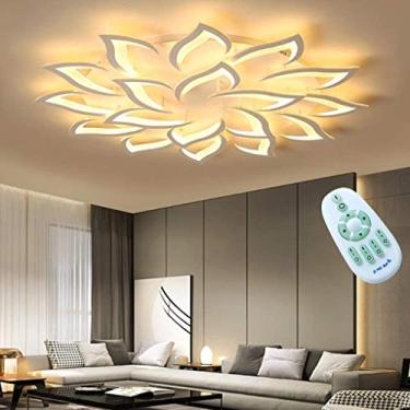 Imagem de Luminária de teto LED tipo flor com controle remoto regulável para quarto de meninos e meninas, abajur de acrílico, luzes de teto, sala de jardim de infância, sala de estar, sala de estudo,
