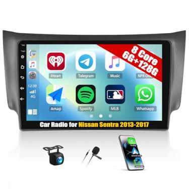 Imagem de Estéreo automotivo 8Core 6G + 128G para Nissan Sentra 2013-2017 com Carplay sem fio Android Auto, 10,1 polegadas IPS Touchscreen Car Radio, 59UI Bluetooth 5.0 GPS WiFi FM/RDS DSP SWC câmera de backup