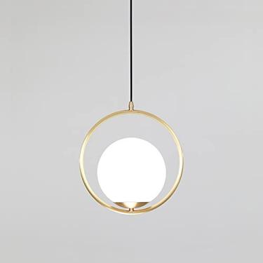 Imagem de KSSTEVNBD Luminária pendente de vidro com acabamento em latão, poste de lustre moderno minimalista, lustres para quarto, sala de estar, sala de jantar, restaurante, soquete E27
