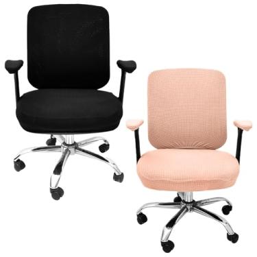 Imagem de Conjunto de capa de assento de cadeira de computador 2Groups resistente a arranhões, ajuste elástico, conjunto de capa de assento giratória com faixa elástica para sala de estudo e escritório em casa