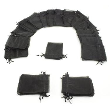Imagem de Brybelly Pacote com 50 sacos de armazenamento de organza com cordão preto de 10,16 x 15,24 cm – bolsa de lembrancinha de festa para casamentos, chás de bebê, aniversários e feriados, ótimo para presentes, doces, colecionáveis e joias