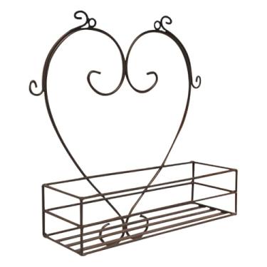Imagem de Suporte De Parede Coração Com Floreira De Ferro Marrom Para Vasos De Flores Decoração Só Art's®