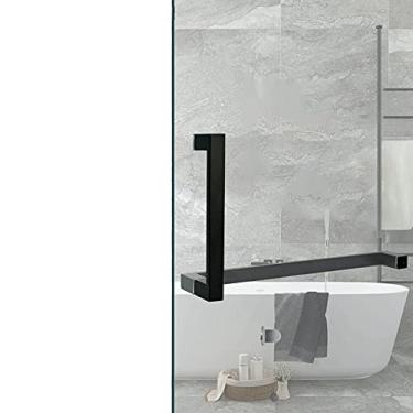 Imagem de Puxadores de porta de chuveiro de banheiro de aço inoxidável resistente, puxador de porta de vidro único preto para substituição de maçaneta de porta (tamanho: 225 mm + 425 mm) (preto 225 mm + 425 mm)