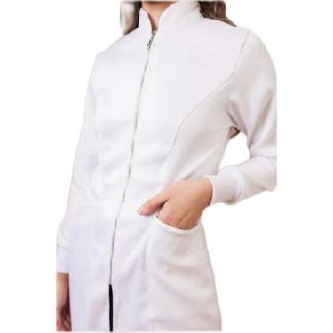 Imagem de Jaleco farmacia gola padre cor branca - Jaleco&Cia, XGG