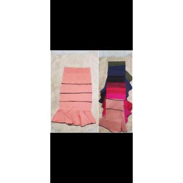 Imagem de Saia Sereia babado bicolor - D & F Modas, Rosa, G