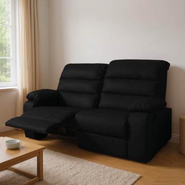 Imagem de Sofá 2 Lugares Reclinável Retrátil 170cm Naaman Sintético PU Preto K01 - D'Rossi
