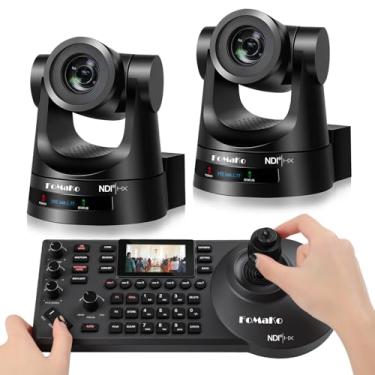 Imagem de FoMaKo Pacote de câmera NDI PTZ 20X HDMI 3G-SDI IP PoE para adoração à igreja (2 peças) com teclado controlador (PTZ Bundle KN20Ax2+KC608) BN202