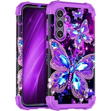 Imagem de Hekodonk Capa para Galaxy S23 FE, três camadas de proteção resistente à prova de choque de plástico rígido + silicone macio capa protetora contra quedas para Samsung Galaxy S23 FE, brilha no escuro