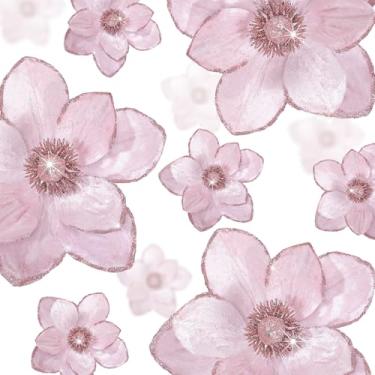 Imagem de Norme 15 peças de flores de poinsétia de veludo de Natal em 3 tamanhos, flor de magnólia artificial, enfeite de árvore de Natal com haste para decoração de casamento e guirlanda de árvore de Natal