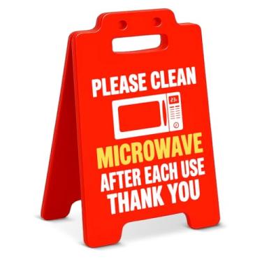 Imagem de Decoração de mesa engraçada com regras de cozinha, limpe o micro-ondas após cada uso placa para decoração de sala de descanso de escritório em casa