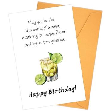 Imagem de Cartão engraçado de aniversário de tequila, cartão de feliz aniversário com envelope presente de aniversário para marido, amigo, pai, homem, ele, amigos,