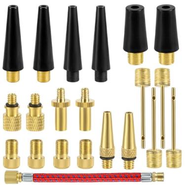Imagem de Adaptador de válvula de bicicleta de 21 peças, adaptador de válvula de pneu de bicicleta de latão, agulhas de bomba de ar, ferramenta de acessórios para bicicleta, academia, balão, anel de natação
