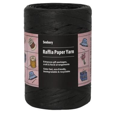 Imagem de Seebery Fio de fita de ráfia para artesanato - Fio de grama de ráfia para embrulho de presente, decoração DIY, persianas e muito mais | Corda de papel de corda fosca - 1/10.2 cm de largura, 109