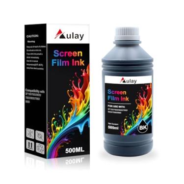 Imagem de Aulay Impressão de tela universal tinta preta para película positiva de impressão em tela compatível com SF100/7600/9600/7800/9800/7880/9880, bloqueio UV e à prova d'água (500 ml)