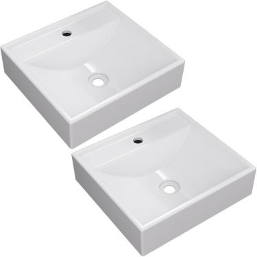 Imagem de Kit 02 Cubas De Apoio Banheiro Lavabo C01 Q39W Branco