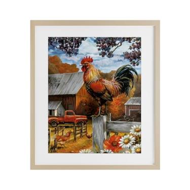 Imagem de Stupell Industries Impressão emoldurada de bétula de galo empoleirado outonal sob vidro, design de Ed Wargo, 40,6 x 33,5 cm