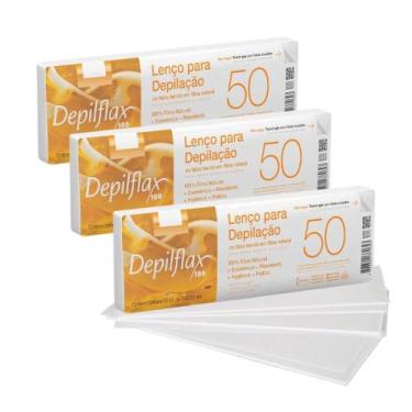 Imagem de Kit 150 Lenços para Depilação Fibra Natural Depilação Depilflax 50 Uni
