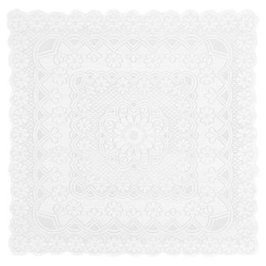 Imagem de LXUEJIE Toalha de mesa de renda, toalha de mesa quadrada de renda branca de 90 x 90 cm, estilo retrô bordado, pequena toalha de mesa para chá ao ar livre, recepção, jantar, festa de casamento
