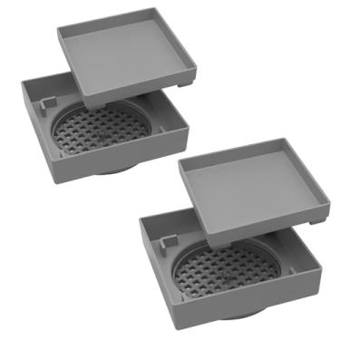 Imagem de Kit 2 Ralo Oculto 10x10 ABS Premium Não Empena, Não Amarela, Ralo Invisível Inteligente para Porcelanato, Grelha Anti-Inseto - Cinza
