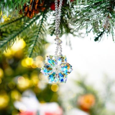 Imagem de H&D HYALINE & DORA Pingente de cristal de floco de neve para carro, enfeite para pendurar, decoração de espelho interior, acessórios de carro, decoração de casa