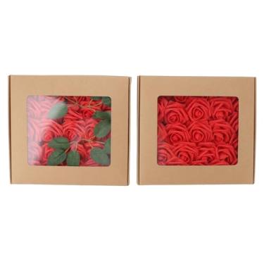 Imagem de TOPINCN Flores Artificiais, Rosas de Simulação Com Hastes Dobráveis, Suprimentos de Arranjo de PEça Central de buquê DIY, Decorações de Flores Realistas de Espuma PE para Festa Em Casa (Vermelho