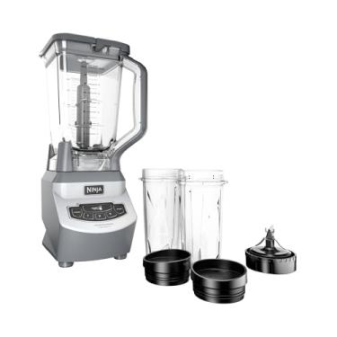 Imagem de Liquidificador Ninja BL660 Profissional compacto, processamento de alimentos e vitaminas, 1.100 W, 3 funções, jarra de 2 L, 2 copos de 473 ml com tampas de bico para viagem, cinza