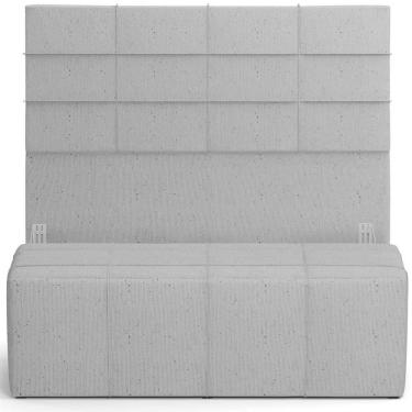 Imagem de Kit Cabeceira Cama Box Casal 140cm Com Calçadeira Roma W01 Linho Cinza - Lyam