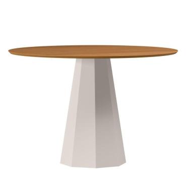 Imagem de Mesa De Jantar Redonda Para 4 Lugares Tampo Em Mdf 1,17m Isis Off White/ypê - New Ceval