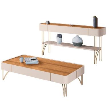 Imagem de Aparador Para Sala Gianni E Mesa De Centro Alane H01 Off White/cinamomo - Mpozenato