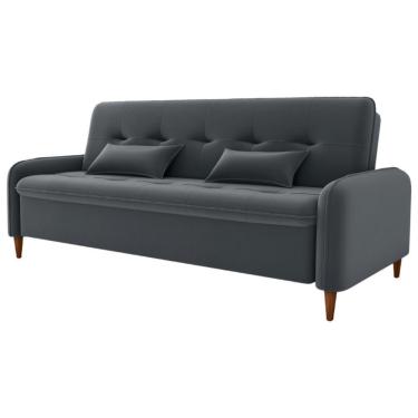 Imagem de Sofa Cama 2 Lugares 206cm Donna Veludo E425 Milani Store Cinza