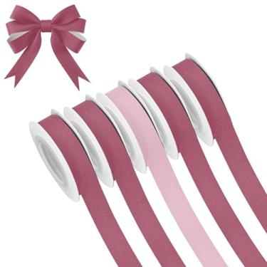 Imagem de SEHANY 5 rolos de fita de Natal de 1,5 cm e 5 jardas fitas coloridas de tecido de cor sólida, fitas de cetim para festivais, fitas decorativas de Natal para embrulho de presente, artesanato faça você