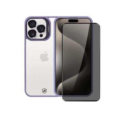 Imagem de Kit Capa Gravity Lilás  e Pelicula Defender Pro Privacidade para iPhone 15 Pro - Gshield
