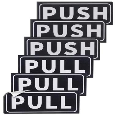 Imagem de 6 peças de placa de adesivo push-pull, placas de porta de puxar de acrílico, placas de puxar, autoadesivas, adesivos de vinil preto/branco para porta de vidro, escritório, negócios, cafés e lojas (12