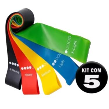 Imagem de Kit 5 Mini Bands Faixas Funcional Exercícios Fitness