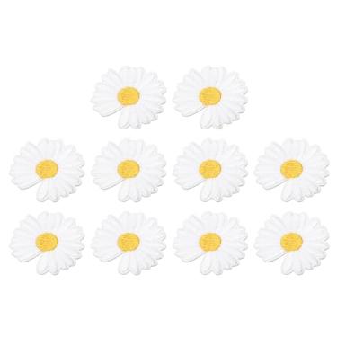 Imagem de PATIKIL Remendos bordados com flores de ferro, 10 peças, aplique de reparo costurado, decoração de roupas para acessórios de artesanato DIY, branco 3,8 cm C x 4,5 cm L