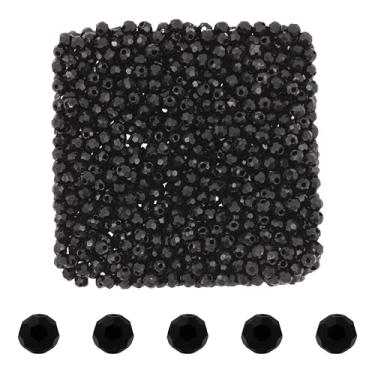 Imagem de Mandala Crafts Contas de cristal redondas pretas de 3 mm – 1000 contas de vidro facetadas para fabricação de joias, suprimentos de contas, artesanato DIY, pulseiras, colares, brincos e contas
