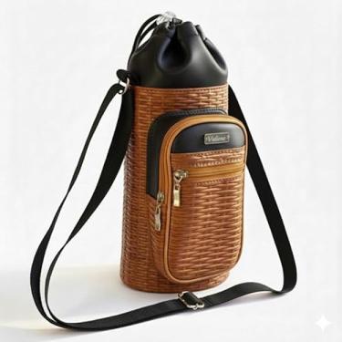 Imagem de Bolsa Térmica (TRANÇADO COM PRETO) GALANTE para Garrafa de 1 LITRO em Couro Sintético - Coleção Cores VERÃO 2026