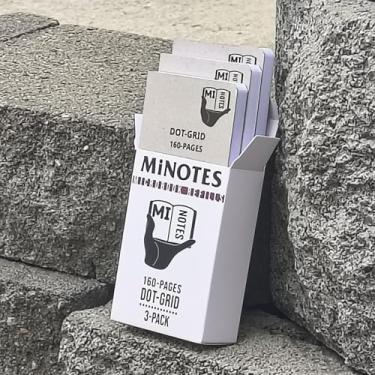 Imagem de MiNotes Refil de microlivro (3 peças) (grade de pontos) - refil de caderno de bolso A7 de 160 páginas, páginas perfuradas, cantos rasgáveis, lombada flexível