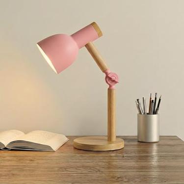 Imagem de Luminária de Mesa Articulavel | Abajur Quarto com Base de Madeira Dobrável | Abajur de Mesa Articulável para Home Office e Escritórios - Bivolt, E27