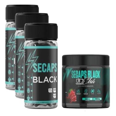 Imagem de Kit SECAPS Black – Suplemento em Cápsulas (60 CAPS x 500mg) + Chá Misto Solúvel (150g / 30 porções) – Fórmula Premium para Rotina Ativa (4)