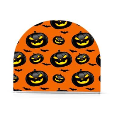 Imagem de JUZIHAI Lanternas brilhantes de Halloween Porta-guardanapos para mesa Dispensador de guardanapo de acrílico Suporte de lenço independente de mesa para cozinha sala de jantar bar festa decoração de