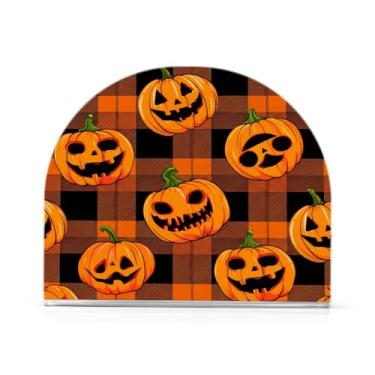Imagem de JUZIHAI Lanternas Expressivas de Halloween Porta-guardanapos para mesa Dispensador de guardanapos de acrílico Suporte de lenço independente de mesa para cozinha sala de jantar bar festa decoração de