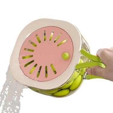 Imagem de Escorredor de Frutas - Utensílios de Cozinha 2 em 1 Multifuncionais com Dobrável e Tampa - Escorredor Legumes - Para Casa Salada Frutas Vermelhas Preparação Acampamento Tomate Snacks Frigorífico