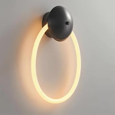 Imagem de Luminárias de parede LED modernas, luz branca quente 3000K, luminárias de parede pretas para interiores, luminária de parede criativa com cordão luminoso para sala de estar, quarto, restaura